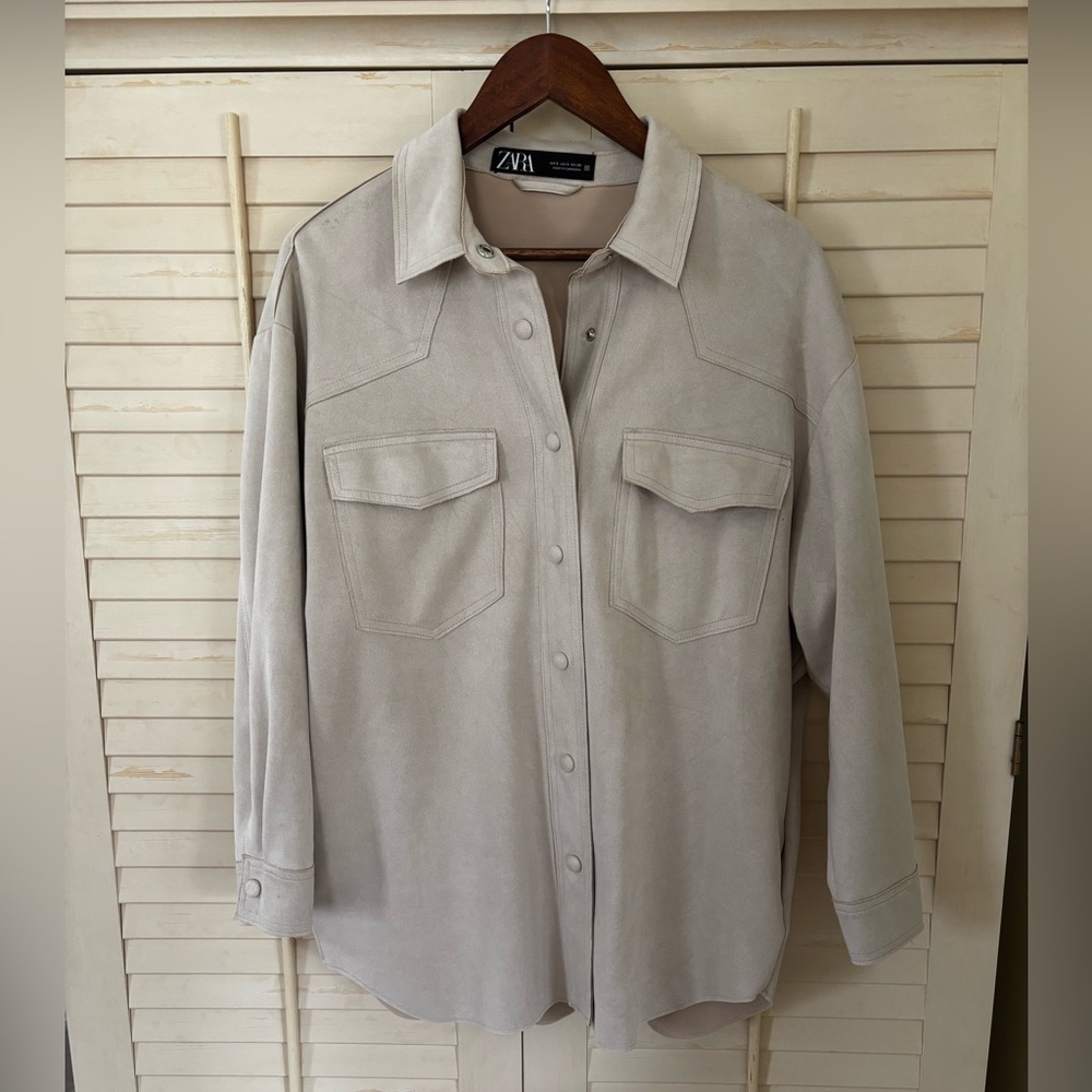 Zara Tan Suede Oversized Shacket